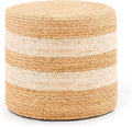 Handwoven Ottoman Pouf, Natural Water Hyacinth Footstool, Round Braided Outdoor by LGENHOOMHandwovenNaturalWaterHyacinthBasket