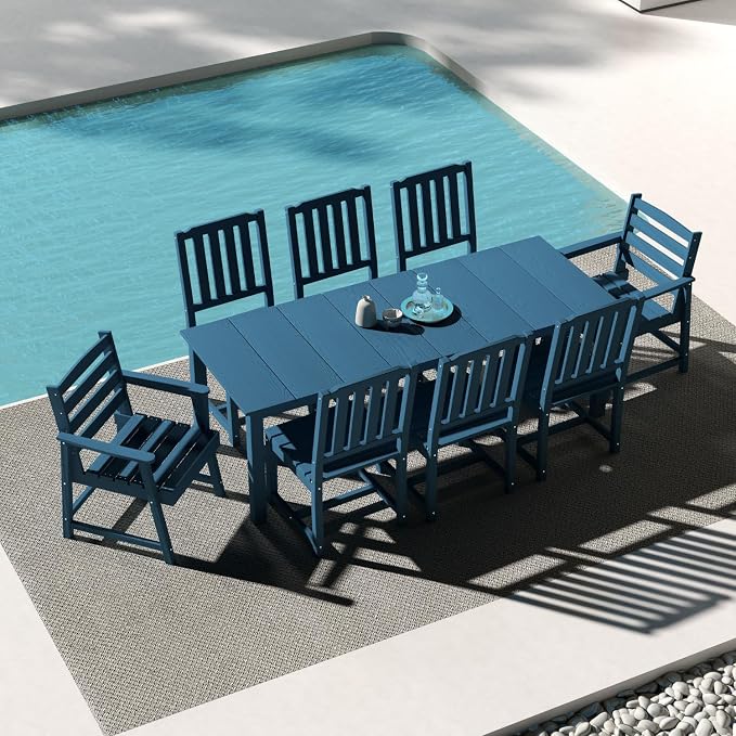 9-Piece Outdoor Dining Set for 8, 75.2'' HDPE Table - Image 7
