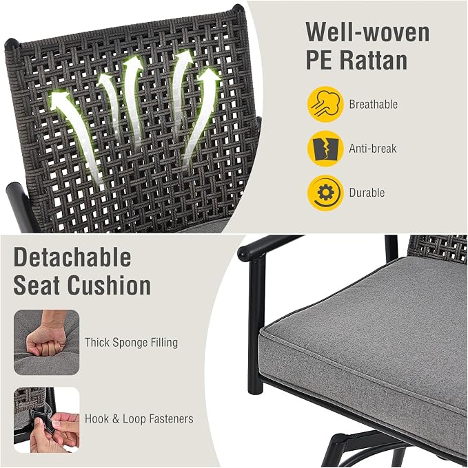 Tangkula Patio Swivel Bar Stools Set of 4, Outdoor Counter Height Bar Chairs - Image 6