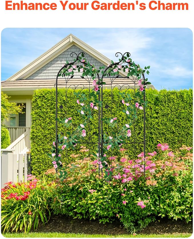 VEVOR Garden Trellis for Climbing Plants, 60 x 15 in, 2 Packs Rustproof Metal - Image 3