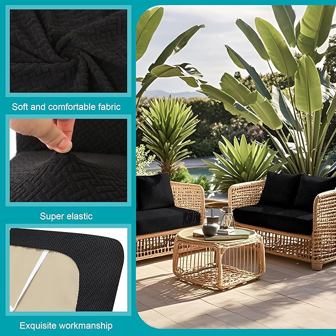 14Pcs Stretch Patio Cushion Covers, Outdoor Couch Covers Replacement, Outdoor - Image 3