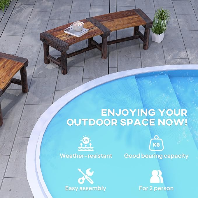 Outsunny Wooden Garden Bench, Semicircular Round Outdoor Tree Bench, Wrap - Image 7