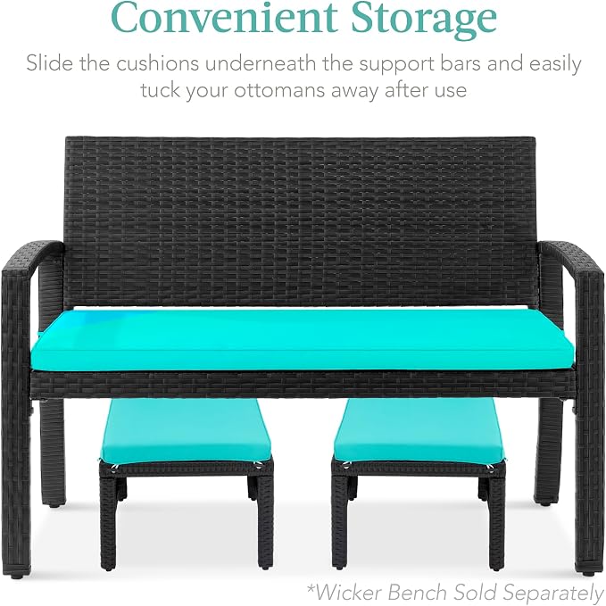 Best Choice Products Set of 2 Wicker Ottomans, Additional Seating, Side Table - Image 6