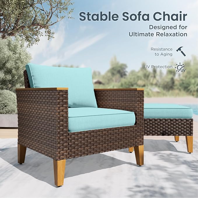 PHI VILLA 9-Piece Wicker Patio Furniture Set, Outdoor Half-Moon Curved - Image 6