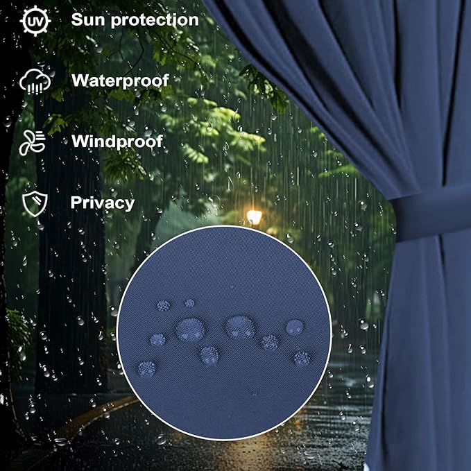 slashome 10'x10' Gazebo Curtains Outdoor Waterproof, Sidewalls - Image 4