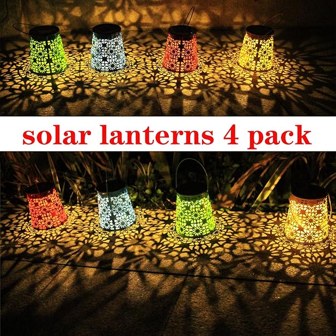 4pack Solar Lanterns Outdoor Waterproof Hanging Lights Gifts - Image 5