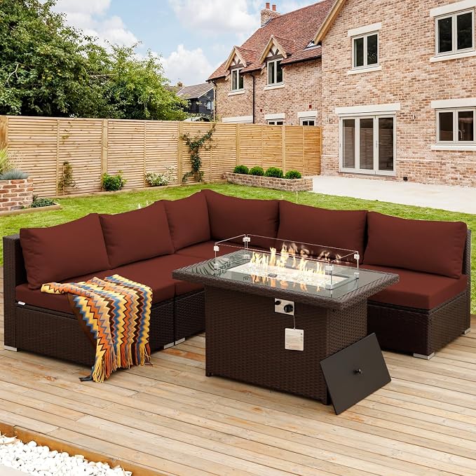 NICESOUL 6 Piece L-Shaped Modern Outdoor Furniture Set by NICESOUL