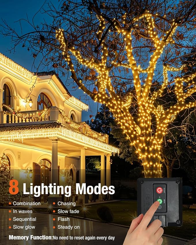 1 Pack Solar Fairy Lights for Outside Waterproof, 49FT/15M 150LED Solar String - Image 4
