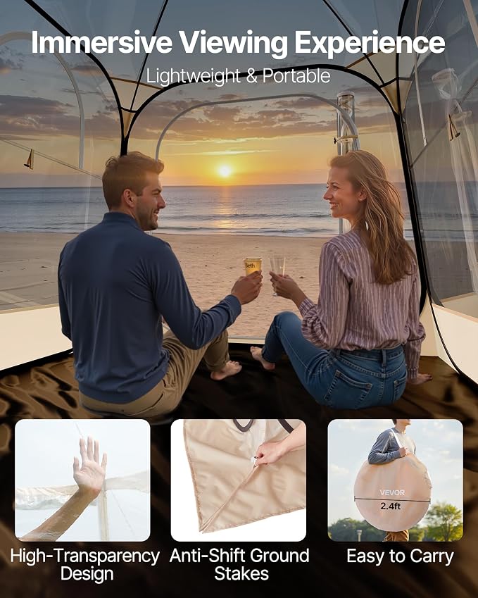 VEVOR Pop up Sports Tent, 8 Sizes Optional Clear Bubble Tent - Image 6