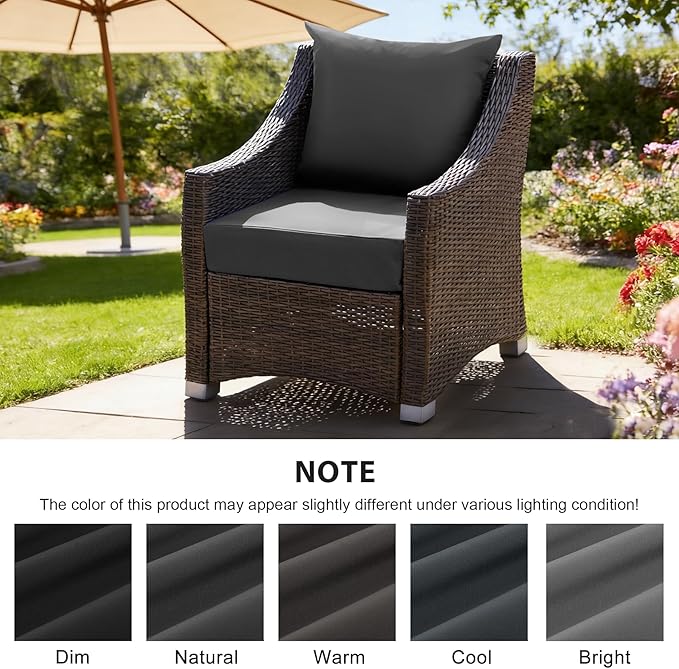 Outdoor Deep Seat Cushion Set, 24x24 Inch Water-Resistant & Fade-Resistant - Image 6
