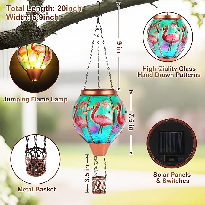 Flamingo Solar Hot Air Balloon Lantern, Outdoor Decor - Image 9