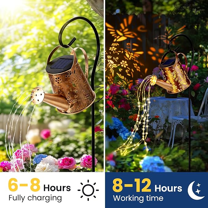 Solar Lights Outdoor Garden Decor, Solar Lanterns Watering Can Lights Gardening - Image 5