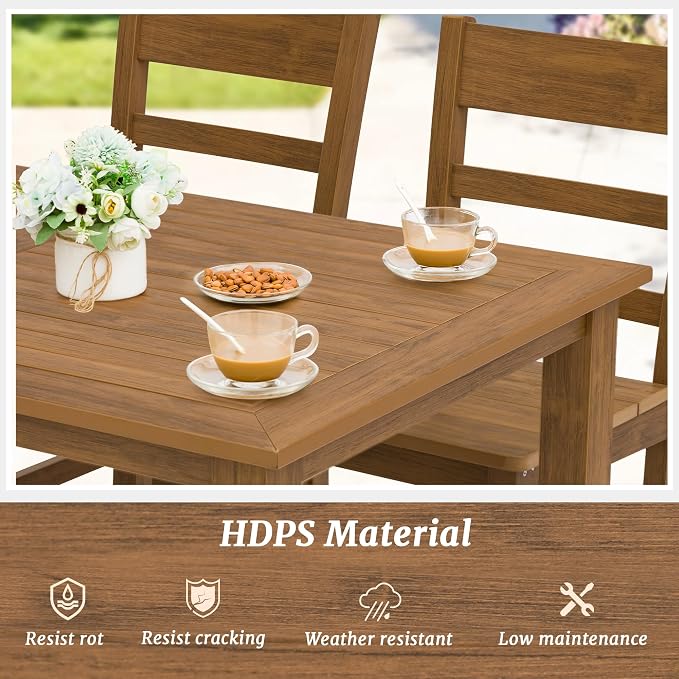 7-Piece Outdoor Dining Set, HDPS Patio Dining Table and Chairs, All Weather - Image 3
