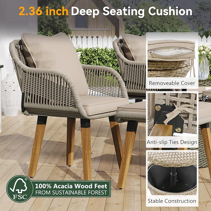 Merax 5 Pieces Patio Furniture Chair Sets, Patio Conversation Set - Image 3