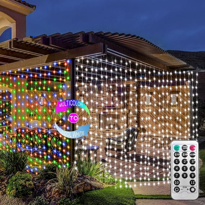 ZAIYW Dual Color Curtain Lights 20ftx10ft 600 LED Christmas Curtain Lights by ZAIYW