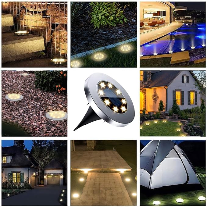 4.6 Inch Diameter Solar Ground Lights, Waterproof Solar Garden Lights, Outdoor - Image 7