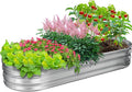 GOOZOO Galvanized Planter Raised Garden Bed, Oval Metal Land Planter Box by GOOZOO