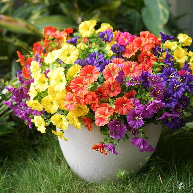 Artificial Flowers for Outdoors, UV Resistant Fake Silk Morning Glory, - Image 5
