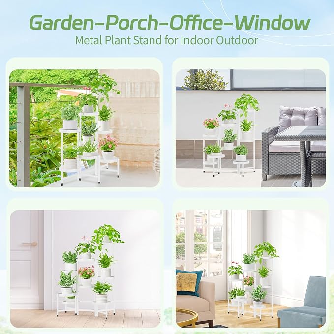 iDavosic.ly Plant Stand Indoor Outdoor, 8 Tier Corner Metal Flower Display - Image 3