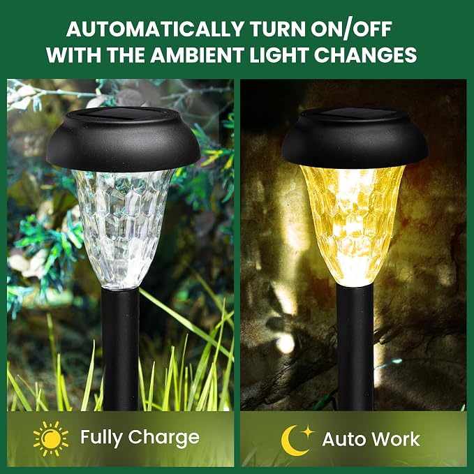 GIGALUMI 16 Pack Solar Lights Outdoor Waterproof, Warm White Pathway Light - Image 4