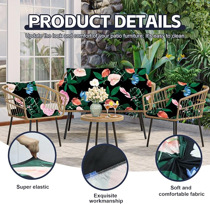 8Pcs Patio Cushion Covers, Outdoor Cushions Covers, Stretch Cushion Covers - Image 3