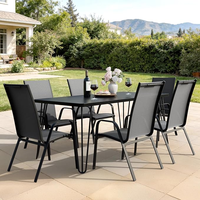 JEAREY Patio Dining Chairs Set of 6, Outdoor Stackable Dining Furniture Set - Image 8