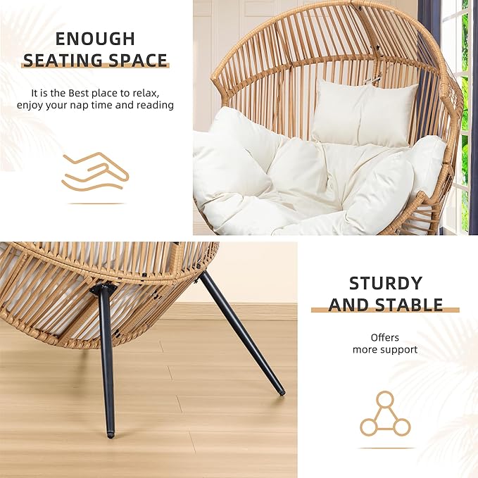 Vongrasig Outdoor Wicker Egg Chair PE Rattan Chair - Image 5