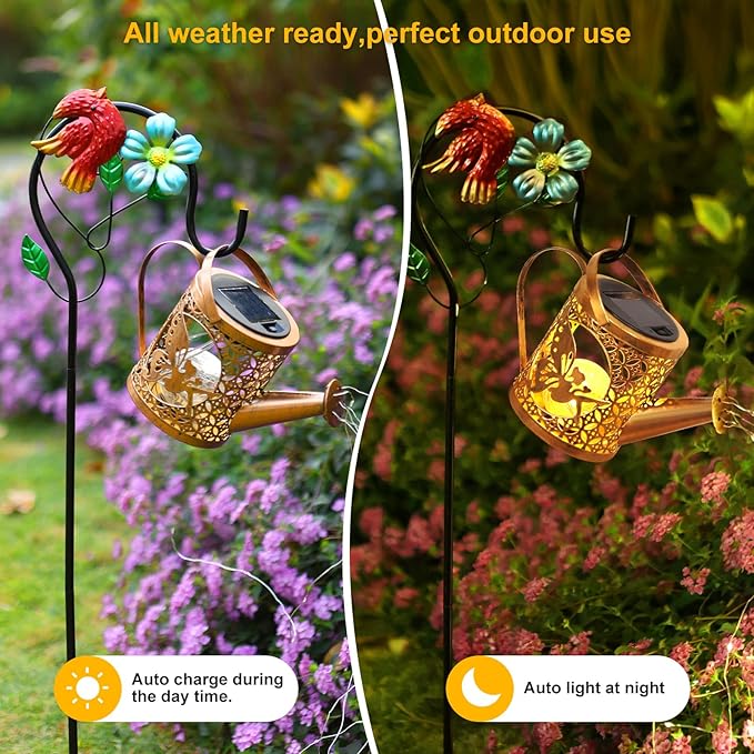 Solar Lights Outdoor Garden Decor Solar Watering Can - Image 5