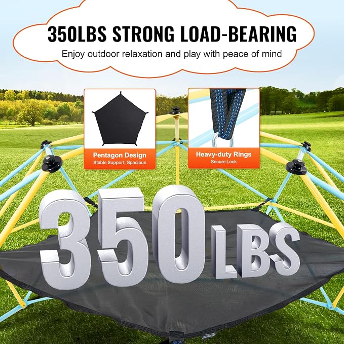 VEVOR Climbing Hammock for 10ft Dome, Load-Bearing 350 Pounds, Pentagon Jungle - Image 4