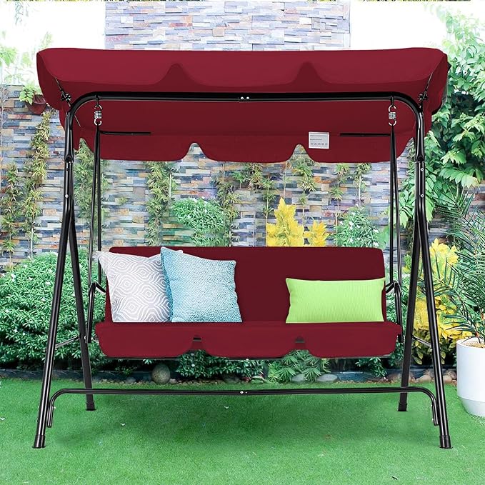 AECOJOY Porch Swing with Stand, 3-Seat Outdoor Clearance Porch Swings - Image 5