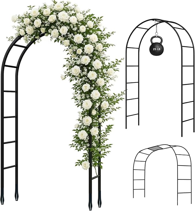 Thickened Tube Garden Arch, 7.3ft Heavy-Duty Metal by ADOROX