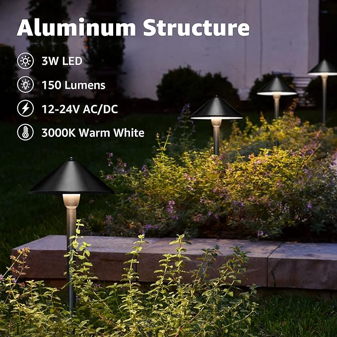 SUNVIE Low Voltage Landscape Lights 3W LED Pathway Lights Low Voltage 3000K - Image 2