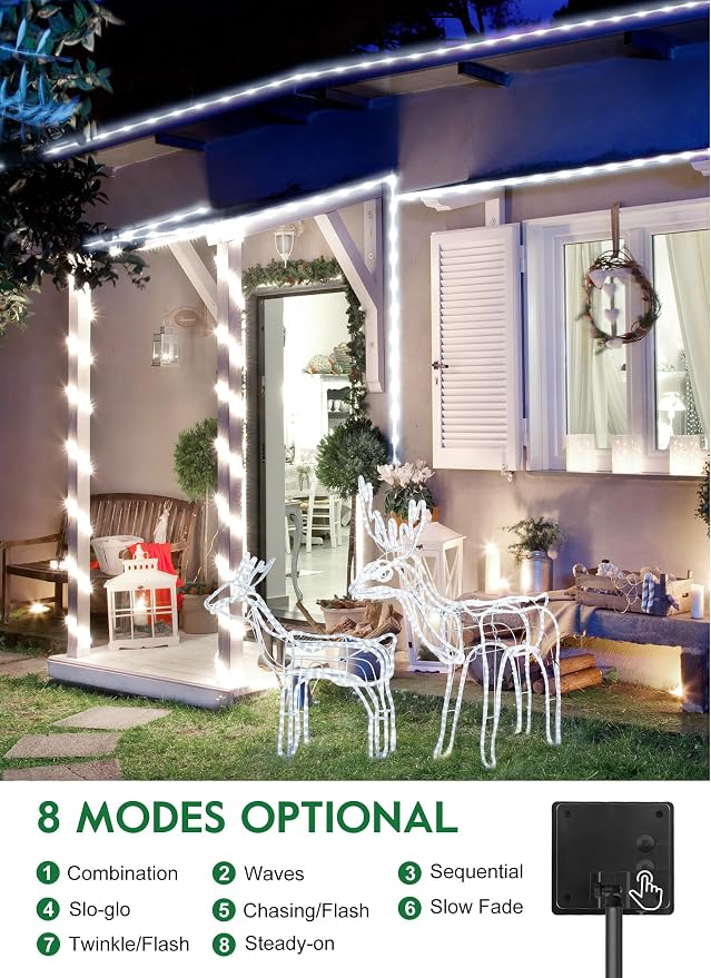 Brightown Solar Rope Lights, IP65 Waterproof 39FT 100LED Outdoor Solar String - Image 4