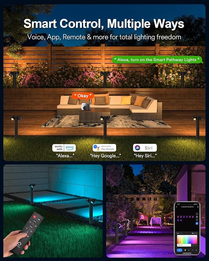 Lumary Smart Pathway Lights Pro 700LM, RGBAICW Color Changing Landscape Lights - Image 4