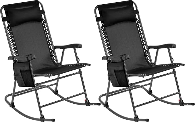 Yaheetech 26in Rocking Chair Outdoor Zero Gravity Folding Chairs Rocking Chairs by Yaheetech