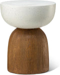 Glitzhome Outdoor Side Table, 17.75" H Decorative Garden Stool MGO Geometric by Glitzhome