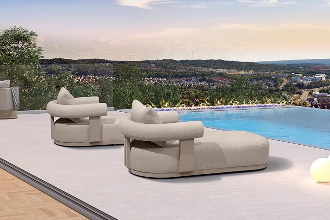 PURPLE LEAF Outdoor Chaise Lounge Set of 2 Chair Modern Aluminum Lounger Daybed - Image 3