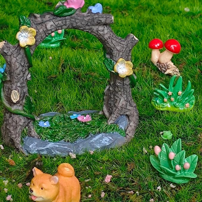 Kai Dream Miniature Fairy Garden Accessories, Resin Craft Flower Arch Figurine - Image 5