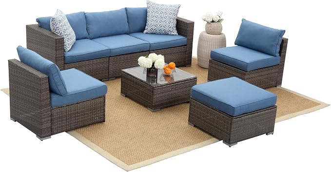 Wisteria Lane 7 Pieces Patio Furniture Sets, Outdoor Sectional Sofa - Image 2