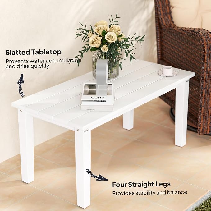 Outsunny HDPE Outdoor Coffee Table, All-Weather Rectangle Patio Coffee Table - Image 5