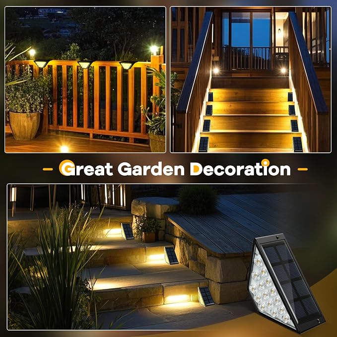 Solar Step Lights for Outside, Solar Stair Lights Outdoor Waterproof, Deck Step - Image 2