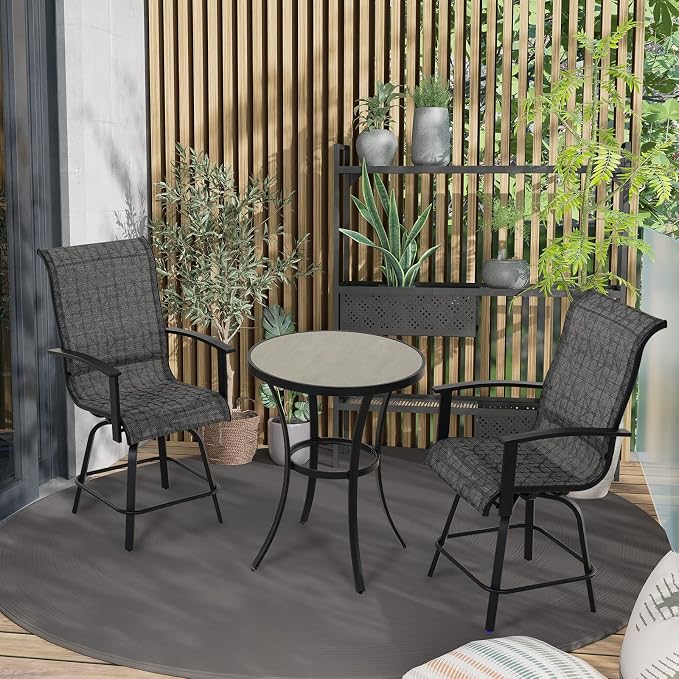 Grand patio 3 Piece Counter Height Patio Bar Set, Modern Round Bar Table and - Image 2