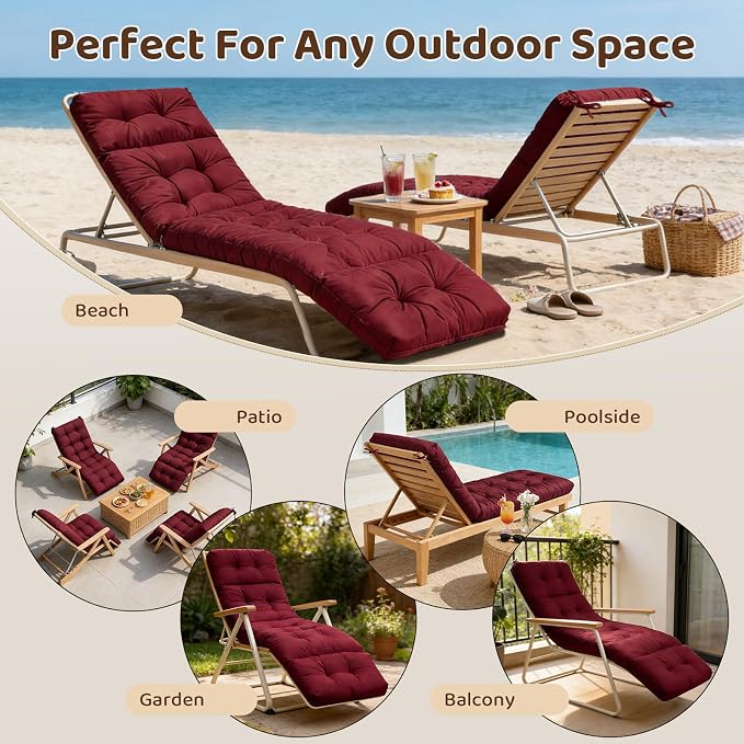 Waterproof Outdoor Chaise Lounge Chair Cushion, Replacement Lounge Chair - Image 7