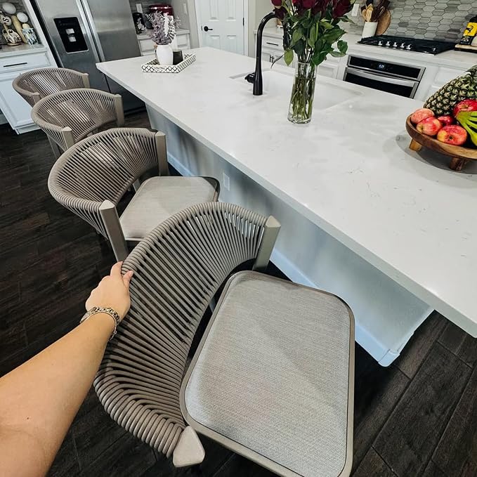 PURPLE LEAF Counter Height Bar Stool Set of 2 Patio Bar Stools Modern Bar - Image 4