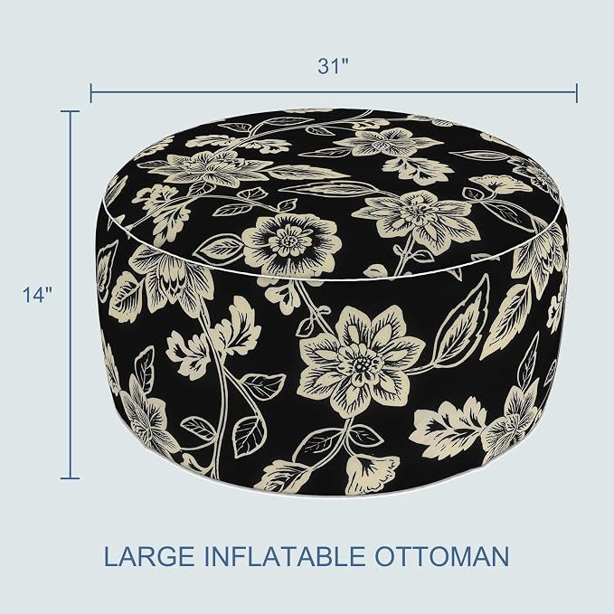 LVTXIII Indoor/Outdoor Extra Large Inflatable Ottoman Pouf D31 x H14 Inch - Image 3