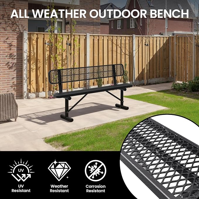 6 Feet Heavy Duty Metal Park Bench - Image 6