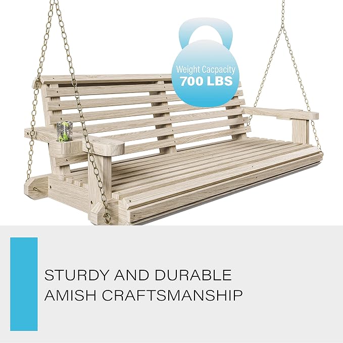 Porchgate Amish Heavy Duty 800 Lb Roll Comfort Treated Porch Swing W/Chains - Image 4