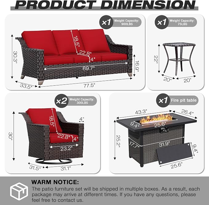 Joyside Wicker Patio Furniture Sets, 5 Pieces Upgraded Large Size Outdoor - Image 2