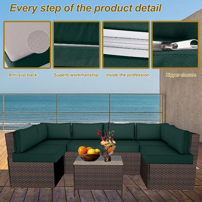 14 Piece Outdoor Patio Cushion Cover Replacement, Waterproof Patio Cushion - Image 3