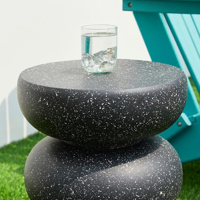 Glitzhome Outdoor Side Table Set of 2, Heavy Duty Indoor Outdoor Round Planter - Image 8
